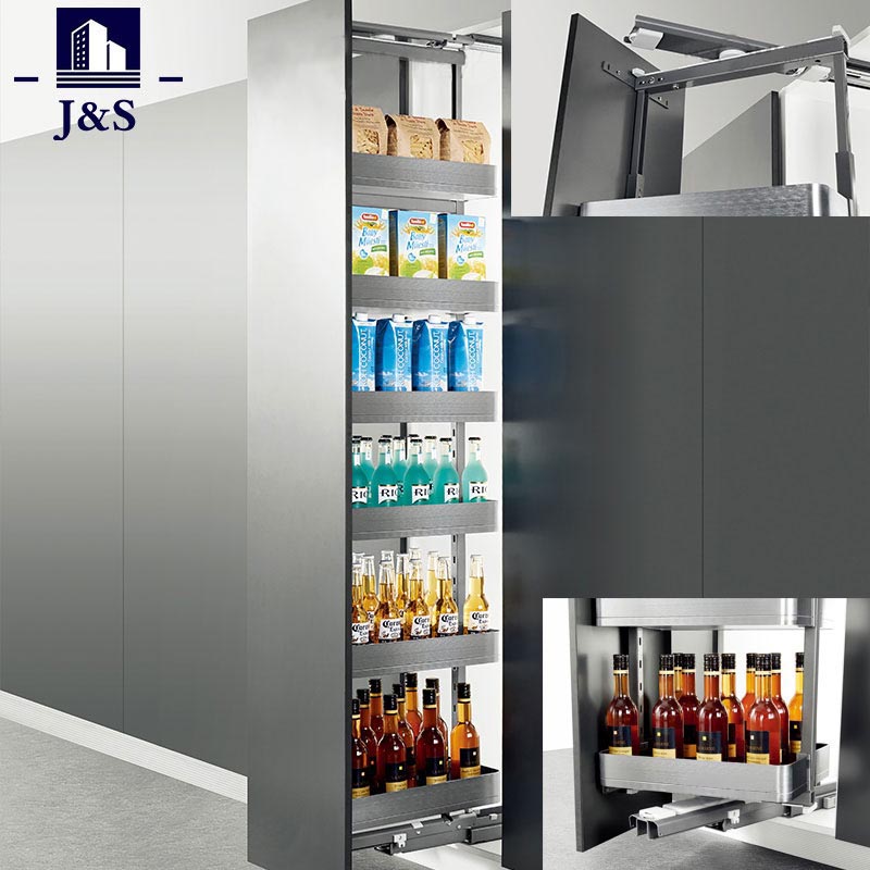 Soft Close Περιστρεφόμενη ψηλή μονάδα Pull Out Pantry Organizer Αποθήκευση κουζίνας